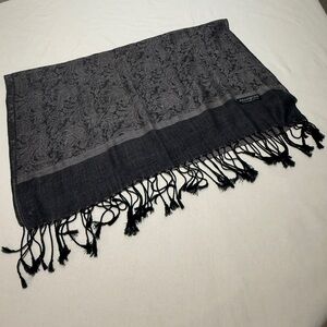 Pashmina Black and Gray Silk Blend Scarf